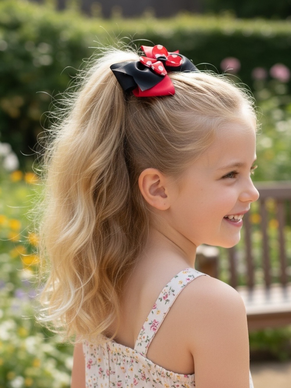New BUNDLE of 2 Girls Minnie Mouse Hot Pink Layered Bow‎ Hair Clip Disney Parks